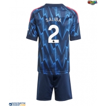 Otroški Nogometni dresi Arsenal William Saliba #2 Gostujoči 2025-26 Kratek Rokav (+ Kratke hlače)